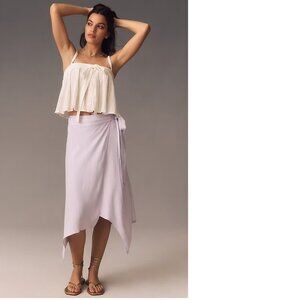 By Anthropologie Asymmetrical Wrap Midi Skirt XL new lavender